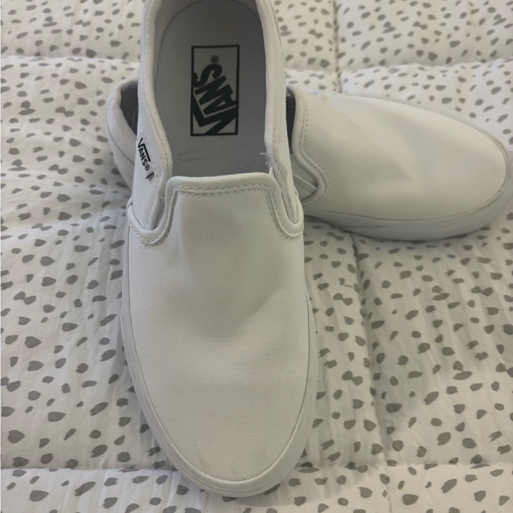 Vans Classic White Canvas Slip-Ons